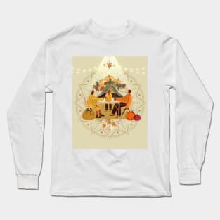 Thanksgiving family dinner, parents and child Long Sleeve T-Shirt